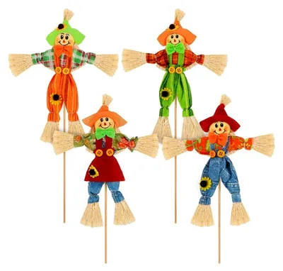 Produktbild von 4 Stück Vogelscheuchen-Dekoration für Herbst und Halloween