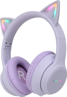 Productafbeelding van imoshion Draadloze Kinderkoptelefoon LED Light Cat Ear - Decibelbegrenzer - Met AUX kabel - Lavender Lilac