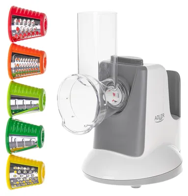 Gemüseschneider 150 W, 5 Aufsätze, Reiben, Püree, weiß-grau