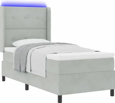 Zdjęcie produktu dla Łóżko sprężynowe z materacem Jasnoszary 90 x 190 cm Aksamit