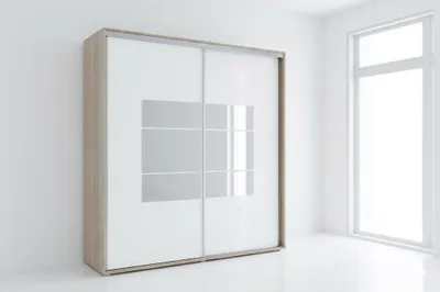 Zdjęcie produktu dla Szafa A2 Sonoma/biała, przesuwna z lustrem – 175 x 62 x 245 cm
