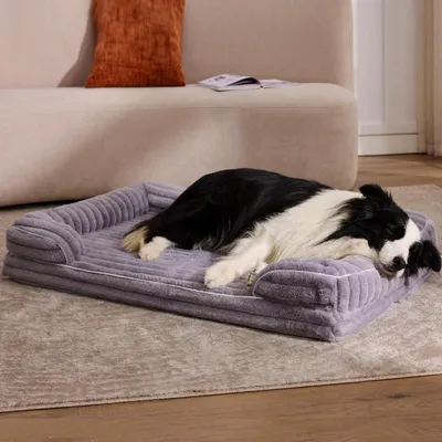 Produktbild von Orthopädisches Hundebett Grau L 106x80x17cm Abnehmbarer Bezug Wasserdicht Rutschfest