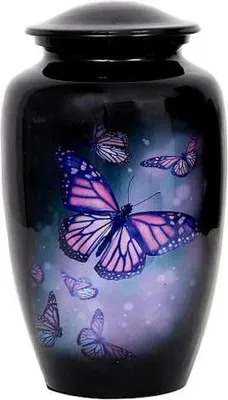 Immagine prodotto di Urne XXL per persone e animali domestici Ceneri - 3,5 L | Urne in metallo per cani e gatti | Elegante urna commemorativa per ceneri Urna per persone | Urna a forma di farfalla con coperchio