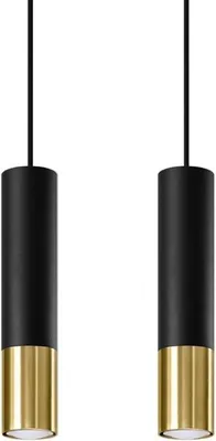 Produktbild von Hängeleuchte mit 2 Lampen Schwarz Gold für GU10 Lampen