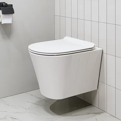 Obrázek produktu pro HOROW Závěsný klozet bez obrouček Nano coating Lotus effect Jednootvorové supersplachování s měkkým zavíráním sedátka