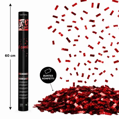 Produktbild von Konfettishooter Papierkonfetti Rechteckig | 60 cm Farbe: Rot