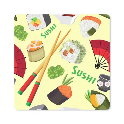 Produktbild von MuchoWow® Mauspad Mousepad Sushi - Japan - Muster 20x20 cm - Mousepads - Maus Mat - Pad - Mausunterlage - Desk Mat - Bureauartikeln