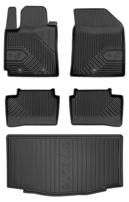 Productafbeelding van Rubberen automatten + kofferbakmat voor Hyundai i10 II 2013-2019 (hatchback) – 5-delig, zwart, op maat – Wielganizator