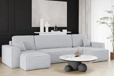 Produktbild von Kaiser Möbel Ecksofa mit schlaffunktion und bettkasten, Sofa U-form, Couch U-form BEST Dicker Cord Grau