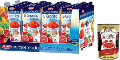 Produktbild von 24x Dolfin Granita Siciliana Gusto Arancia Rossa,Sizilianische Granita mit Sizilianischem Blutorangensaft,Glutenfrei + Polpa 400g