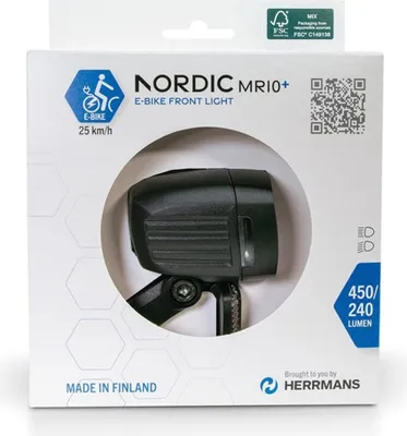 Obrázek produktu pro LED světlomet pro elektrokola Herrmans Nordic MR10 Plus E, s držákem, černý