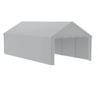 Obrázok produktu pre JOIEYOU 4x8m prístrešky 32㎡ Stan na vybavenie Skladací pavilón Ochrana pred UV žiarením Garážový stan s bočnými stenami a vetracími otvormi Vodotesný prístrešok na náradie z PE tkaniny a kovového rámu Vonkajší prístrešok na auto (sivý)