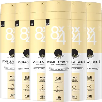 Produktbild von 6x 8 x 4 Deospray – Vanilla Twist 150 ml