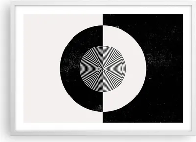 Produktbild von Gerahmtes Poster - Weißer Rahmen - Abstraktion Rad Schwarz und Weiß - 70x50 cm - Wand Bild - Wanddeko - Wandbilder - Wandposter - Bilderrahmen - Bilder - Kunstdruck - Wandbild - P2WAA70x50-4316