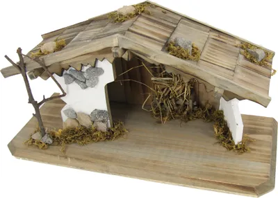 Produktbild von Krippenstall aus Holz 37x15x20,5 cm für 6-10 cm Figuren
