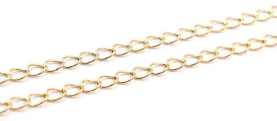 Produktbild von Vintageparts Gliederkette Messing 18k Gold gedrehte Glieder 5 x 3,5 mm, 1 m