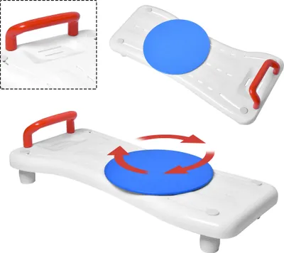Obrázok produktu pre LZQ sedadlo do vane s otočným diskom pre seniorov (75,5 cm), doska do vane na sedenie, doska do vane, doska do vane z plastu, stolička do kúpeľne, s červeným madlom