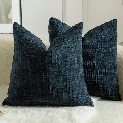 Immagine prodotto di Set di 2 federe per cuscini in velluto, 40x40 cm, blu scuro