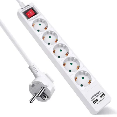 Obrázok produktu pre EXTRASTAR zásuvnicová lišta s 5 zásuvkami a 2 USB portami, predlžovací kábel