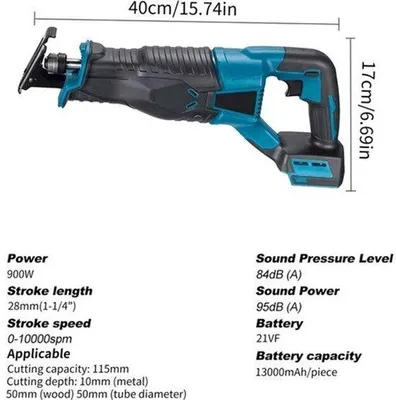 Image de Scie sauteuse sans fil - 900 W - 2 batteries - pour bois et métal