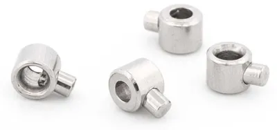 Produktbild von Vintageparts Quetschperlen mit Stift Edelstahl 304 Platinfarben 3 x 2,5 mm 4 Stück