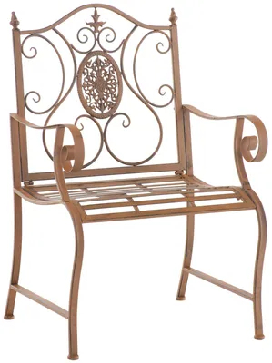 Produktbild von CLP Gartenstuhl Punjab aus lackiertem Eisen mit Verzierungen im Jugendstil antik braun, KI-generiertes Bild