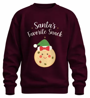 Zdjęcie produktu dla Santa's Favourite Snack Christmas Cookie Gift Funny Cute Uni Sweatshirt Pullover, bordowy, XXL