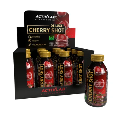 Immagine prodotto di 12 x De Luxe Cherry Shot a base di succo concentrato di ciliegia amara Activlab