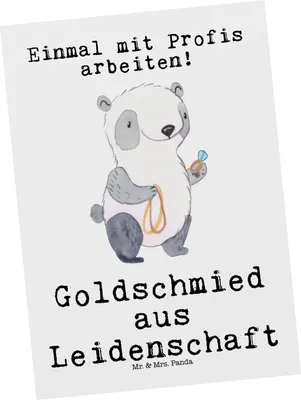 Produktbild von Mr. & Mrs. Panda Postkarte Goldschmied Leidenschaft - Weiß - Geschenk, Fotokarte, bildkarte, Juwelier, Grußkarte, Ansichtskarten, Schmied, Spruch, Postkarten, Lustig