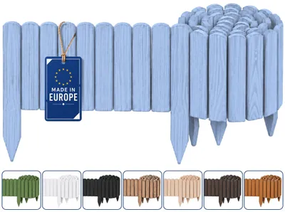 Produktbild von Woodygift Beeteinfassung Holz Rollzaun Gartenzaun Rasenkante Palisade Flexibler Rollborder für Beet und Rasen Grau 20x200 cm