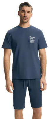 Imagen del producto de Pijama para hombre, modelo Henderson, corte clásico, color azul marino, confeccionado en algodón cómodo, talla XL