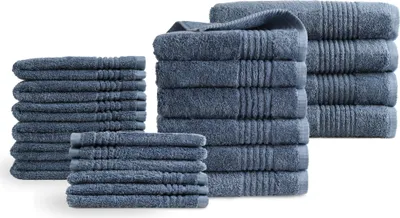 Produktbild von PHLOX Handtücher 22 Teilig Set - 100% Baumwolle  600 g/m² - Weich, Frottee, Saugstark -  Blau