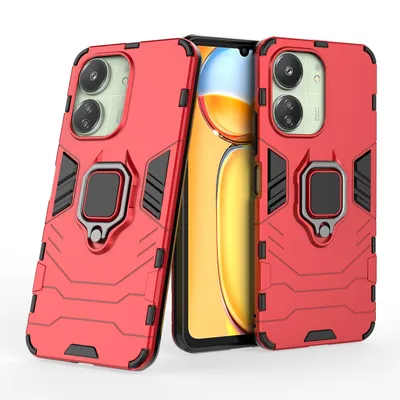 Produktbild von Hülle Xiaomi Redmi 13C / Poco C65 Hülle Handyhülle Stoßfest 360° Drehbarer Ring Rot