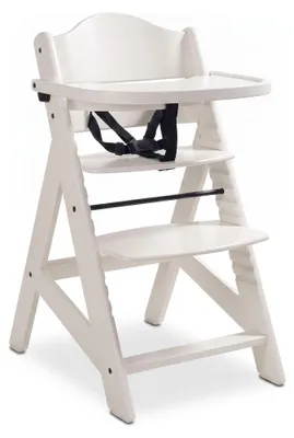 Zdjęcie produktu dla Buxibo drewniane krzesełko do karmienia dla dzieci - z tacą - regulowane wysokie krzesełko dla wygody i designu - z poduszką - 48 x 58 x 80 cm - białe