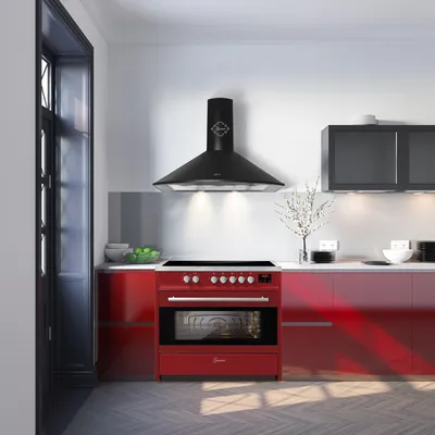 Produktbild von GURARI Induktions-Standherd E 913 R+GCH 046 Bl 9, Range Cooker 90 cm/ Elektro Standherd 90 cm+Dunstabzugshaube 90 cm