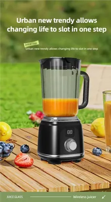 Produktbild von Tragbarer Mixer - Smoothie Maker - 600 ml - 10 Klingen - 3000 mAh Akku - Eiscrusher und Entsafter - Unter 200 W - Schwarz