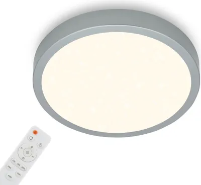 Produktbild von Briloner Leuchten Deckenlampe Sternenhimmel, Deckenleuchte Dimmbar, Farbtemperatur einstellbar, Aufbaulampe, Fernbedienung, Silberfarbig, Ø380x50 mm