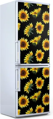 Produktbild von Magnete Dekorative - 60 cm x 180 cm - Küche Magnetmatte Kühlschrankmagnete - Sonnenblumen Auf Schwarz