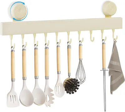 Productafbeelding van Keukenhaakstrip met zuignap, 50 cm, 10 haken, zonder boren, voor in de keuken