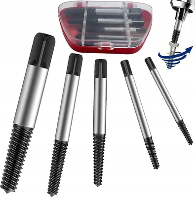 Produktbild von GEKO | Schraubenausdreher Set, 5tlg, Silber, Linksausdreher Set, Ausdreher, Schrauben Ausdrehwerkzeug, Schraubenentferner, Linksbohrer