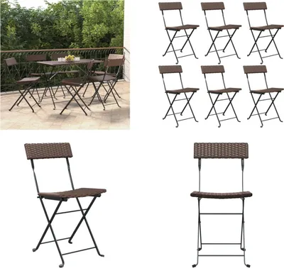 Produktbild von vidaXL Bistrostühle 6 Stk. Klappbar Braun Poly Rattan und Stahl - Klappbarer Bistrostuhl - Klappbare Bistrostühle - Gartenmöbel - Outdoor Möbel