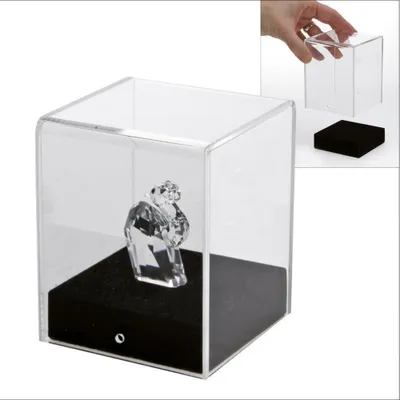 Produktbild von Präsentationscube aus hochwertigem Acryl 80 x 80 x 100 mm , schwarzer stabiler Boden