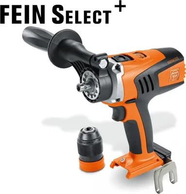 A cordless drill with an accessory chuck is shown against a white background.