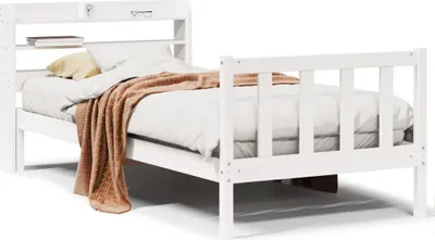 Image de vidaXL Lit en pin massif sans matelas blanc 90x190 cm
