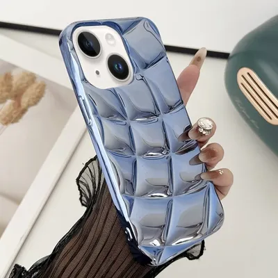 Image de Pour iPhone 15 étui métallique incurvé en TPU (bleu)