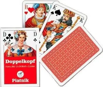 Produktbild von Doppelkopf Spielkarten 2x24 Blatt mit 2 Jokern, französisches Bild