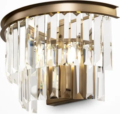 Produktbild von Wandlampe Metall Glas E14 H: 24,5 cm in Messing Modern Kristall Wandleuchte