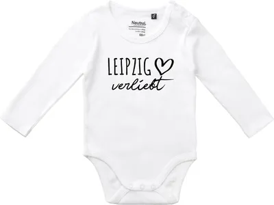 Produktbild von Huuraa Baby Body Leipzig verliebt 62 White  Baumwolle Fairtrade Langarmbody Geschenkidee