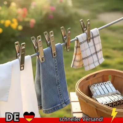 Produktbild von Wäscheklammern aus Edelstahl Winddichte Metallklemmen Wäsche-Kleiderklammern