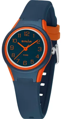 Produktbild von SINAR Jugenduhr Kinder Armbanduhr Analog Quarz Silikonband XB-47-12 blau orange